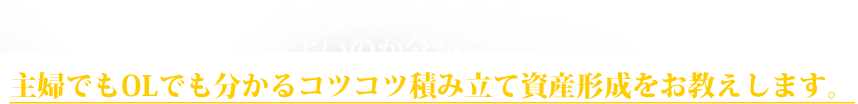 主婦でもOLでも分かるコツコツ積み立て資産形成をお教えします。